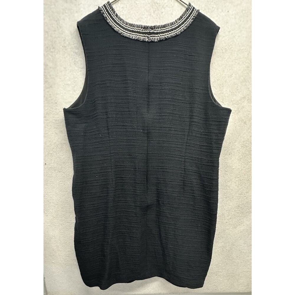 Talbots Black Sheath Sleeveless Dress Plus Size 22 W Black Label Fringe Cotton - Picture 6 of 9